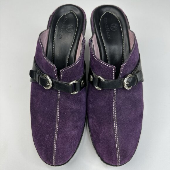 Cole Haan Women's Purple Jianna Buckle Suede Leather Clog Heels US 8 B - Picture 3 of 17